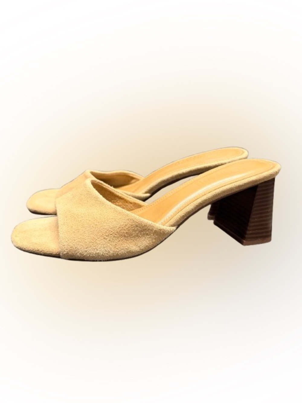 Jason Wu Beige Suede Square Toe Block Heel Slide Sandals 8.5